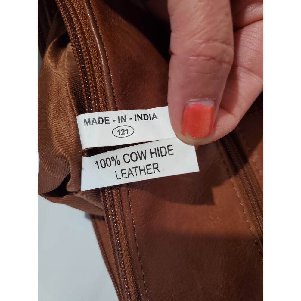 Great American Leatherworks Crossbody Bag Brown 100% Cow Hide Multi Compartment - Picture 13 of 16